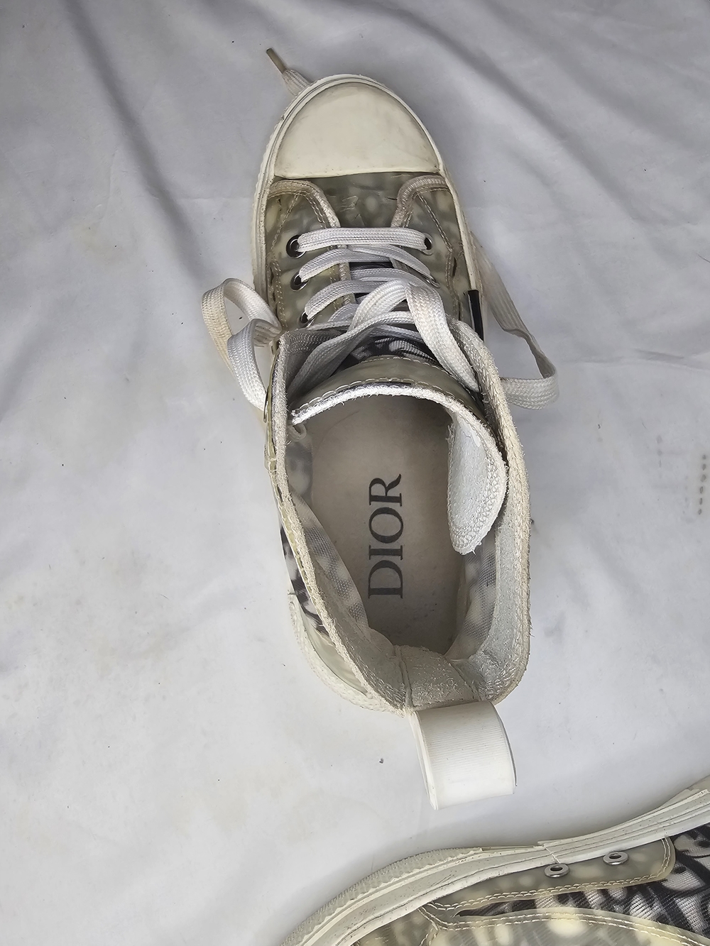 Dior Women's Translucent High-Top Sneakers in White and Grey. - Picture 7 of 12